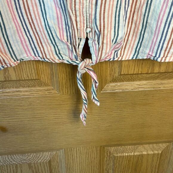GAP Striped Tie Front Short Sleeve Top Medium - Picture 6 of 8